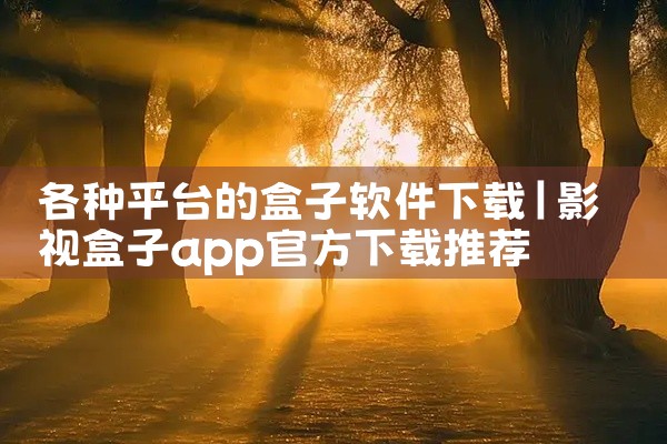 各种平台的盒子软件下载